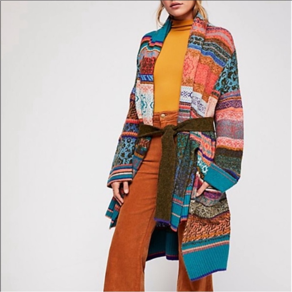 Free People Fantasia Fairisle Cardigan Sweater Size XS/S